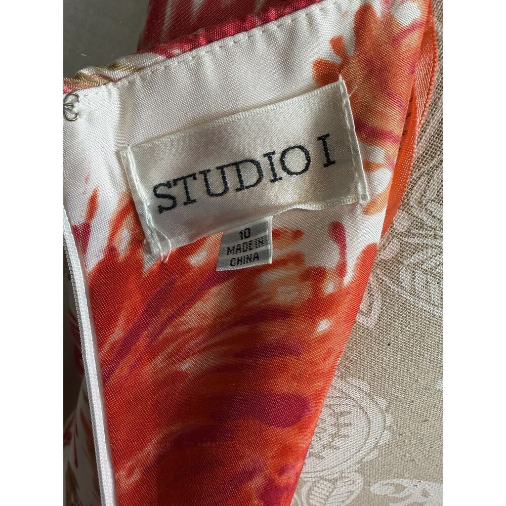 Studio I Coral Floral Sheath Dress Size 10 - Picture 5 of 10